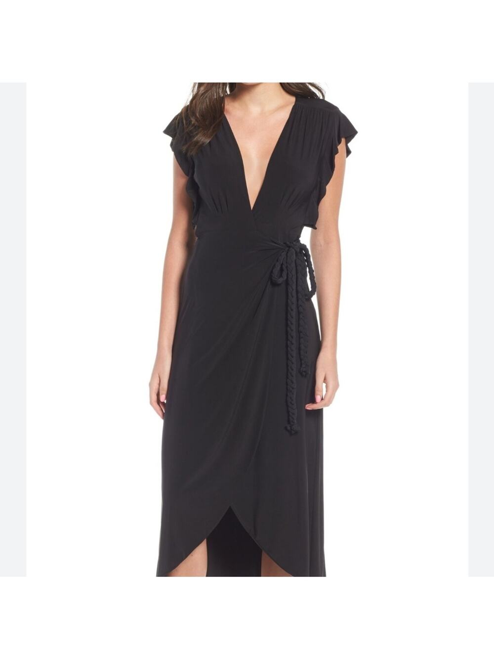 Misa los angeles braided wrap dress Sz XS maxi black NWT msrp $216 A1